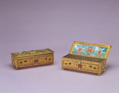 图片[1]-Gold inlaid gem scripture box-China Archive